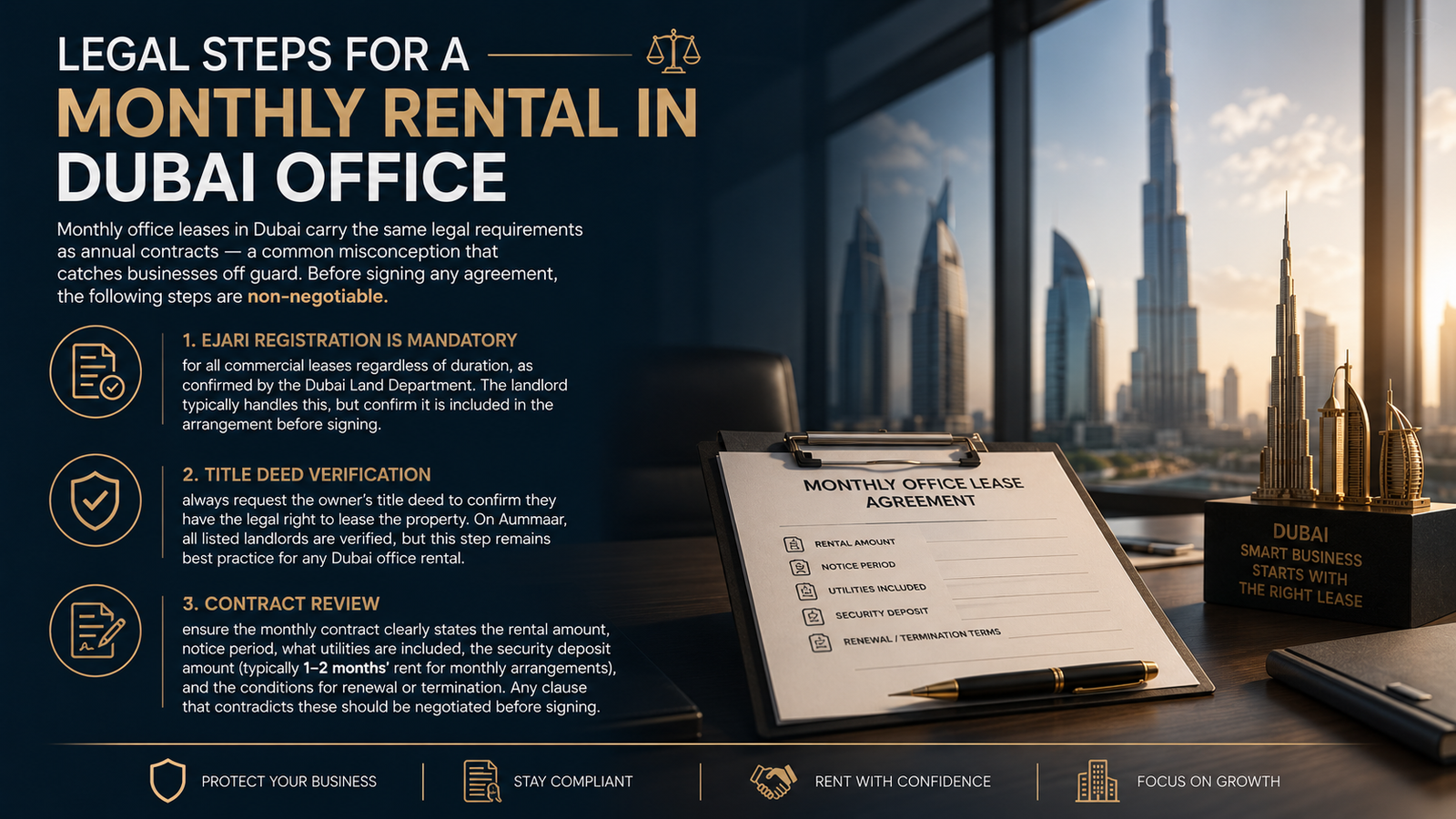 Legal Steps for a Monthly Rental in Dubai Office